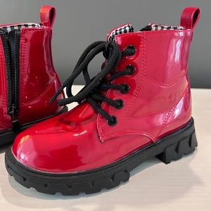 Shiny Red Ankle Boots - 11.5 Girls